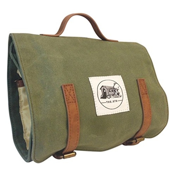 waxed canvas hanging toiletry bag